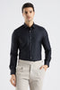Plain Midnight Blue Melange Wrinkle Free Shirt