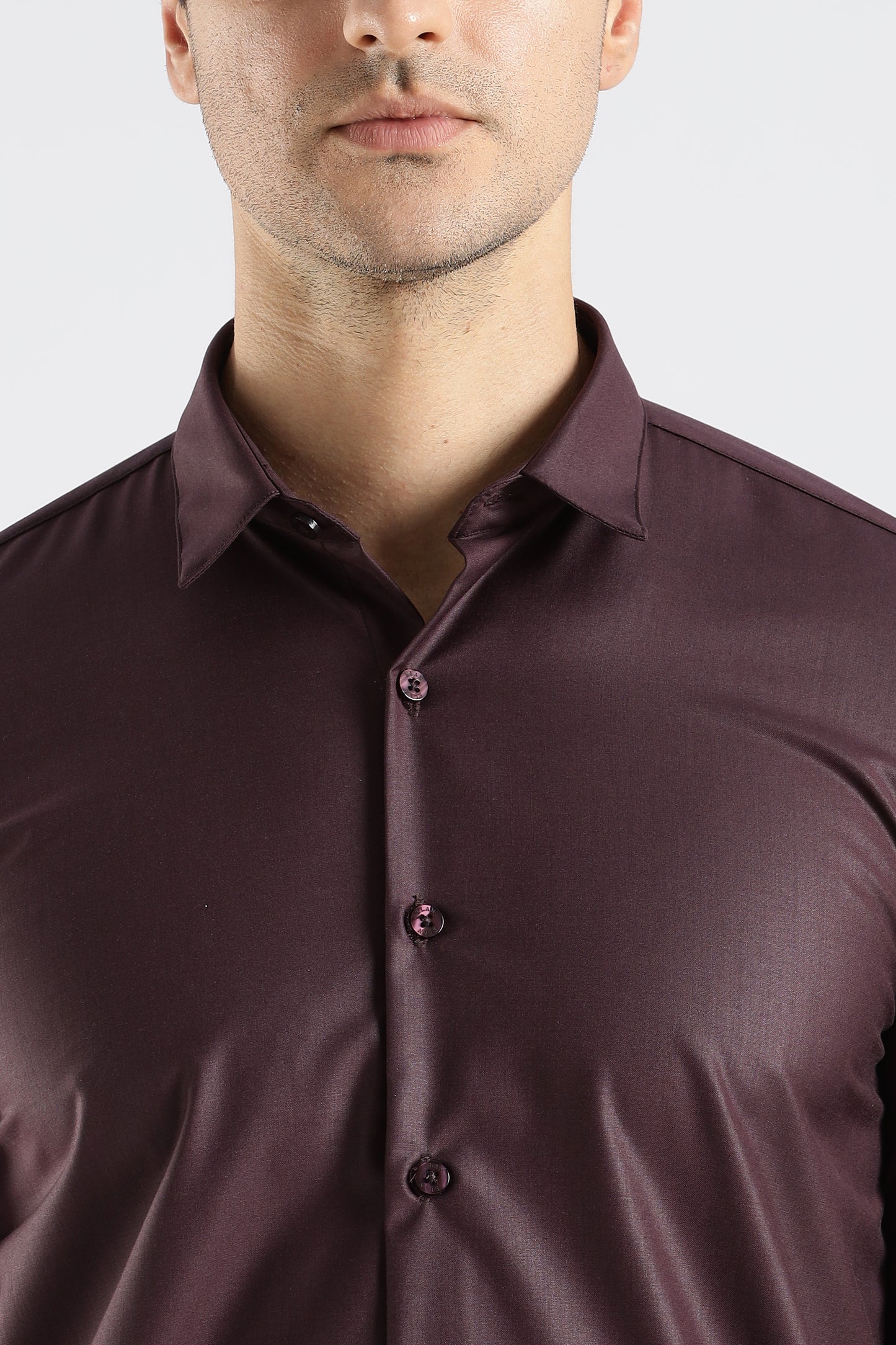 Plain Burgundy Melange Wrinkle Free Shirt