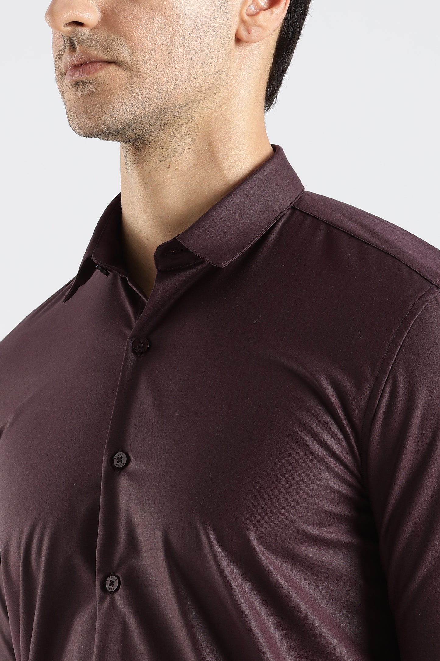 Plain Burgundy Melange Wrinkle Free Shirt