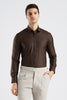 Plain Coffee Brown Melange Wrinkle Free Shirt