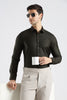 Plain Olive Black Melange Wrinkle Free Shirt