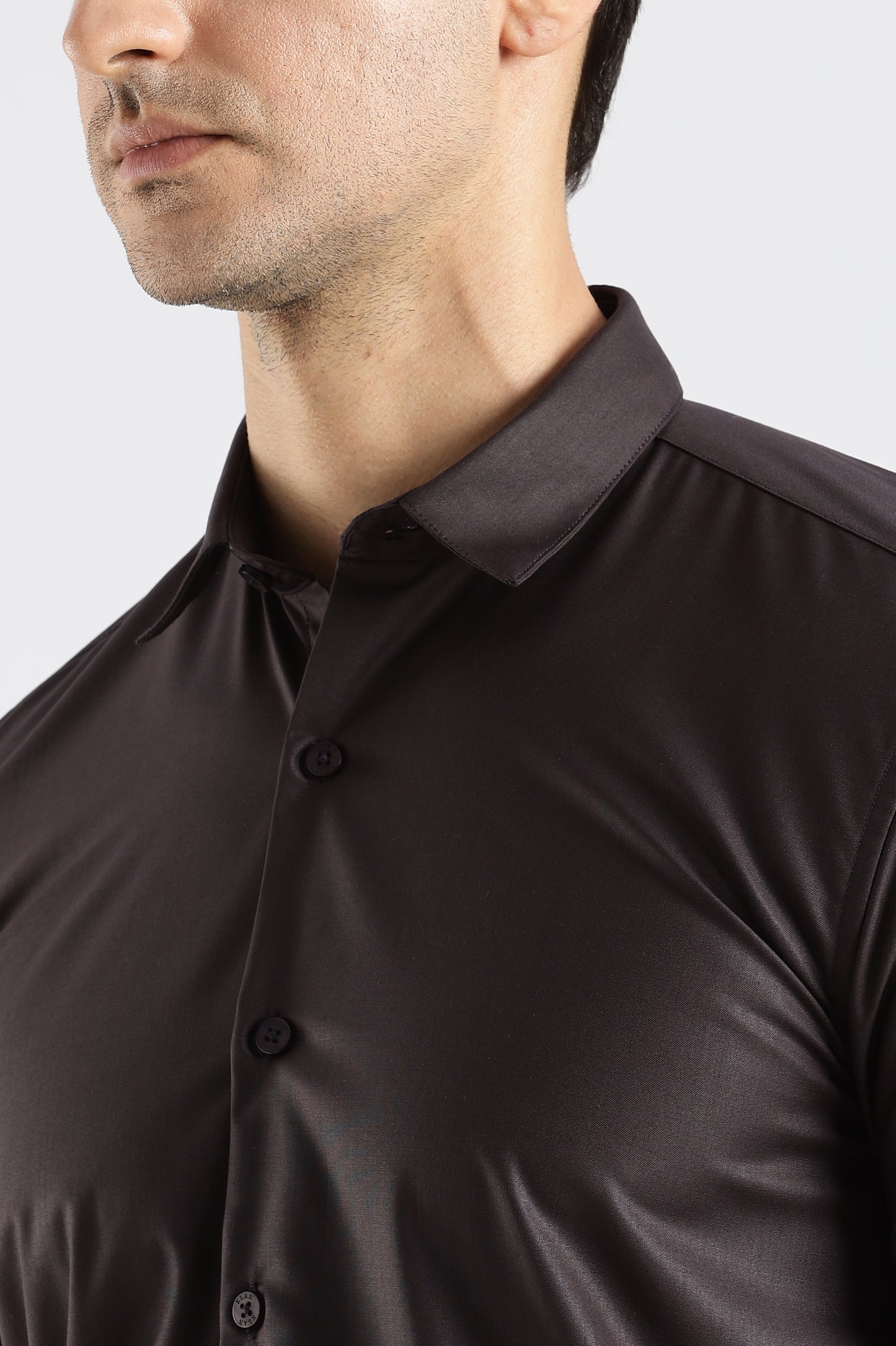Plain Espresso Brown Melange Wrinkle Free Shirt
