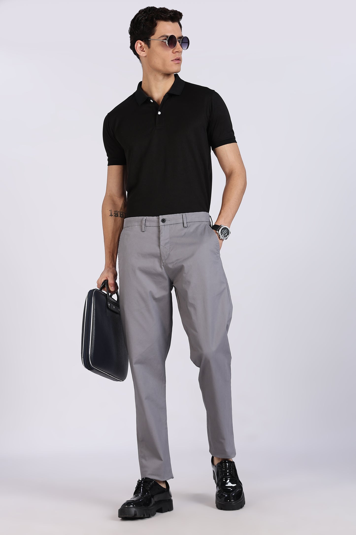 Cotton Chinos Pant Steel Grey