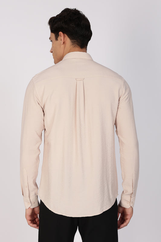 Regular Fit Classic Beige Linen Shirt