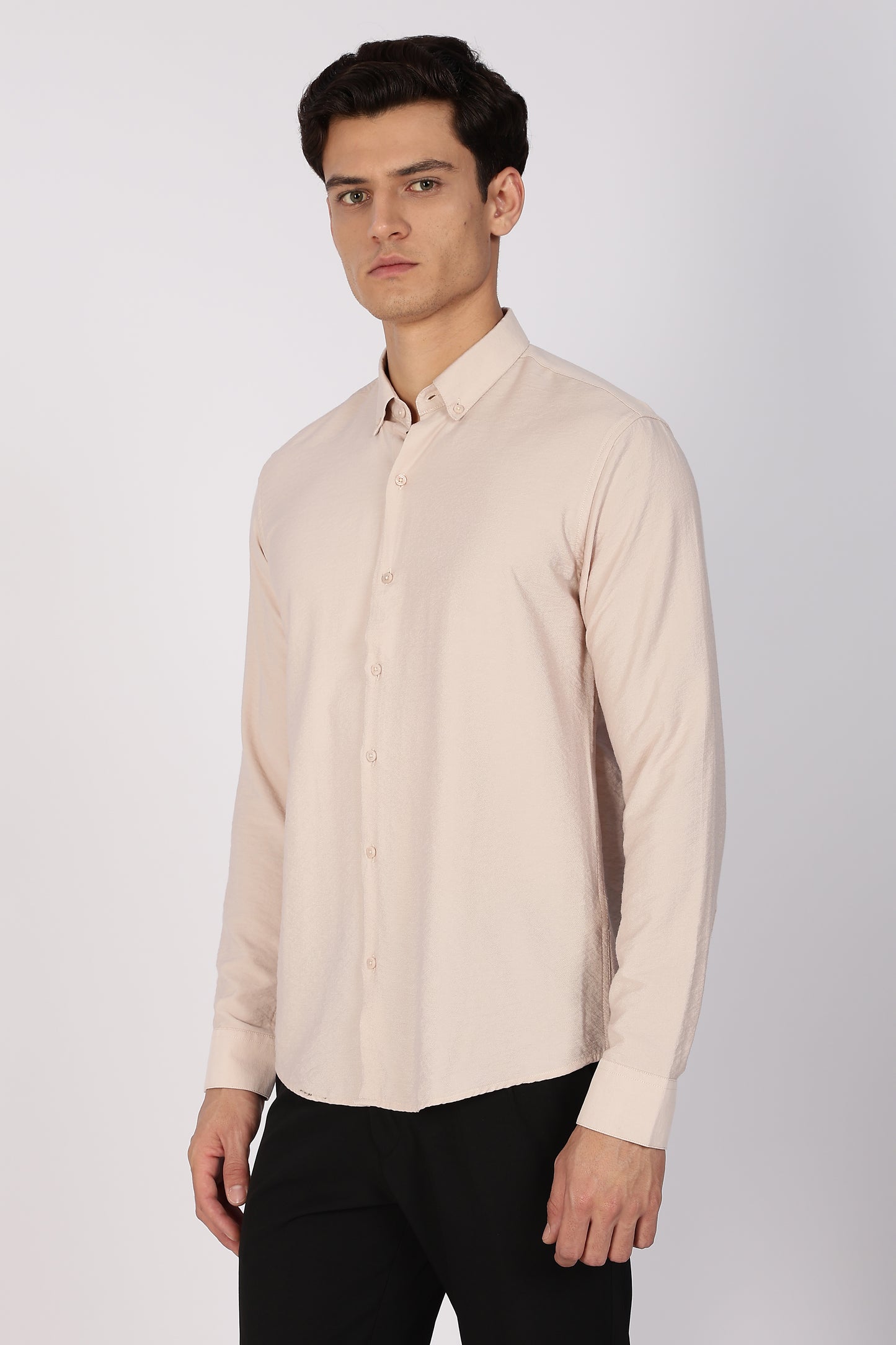 Regular Fit Classic Beige Linen Shirt