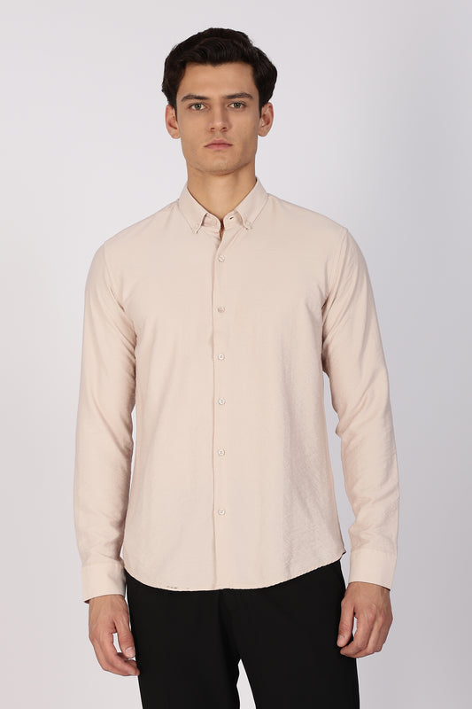 Regular Fit Light Beige Linen Shirt
