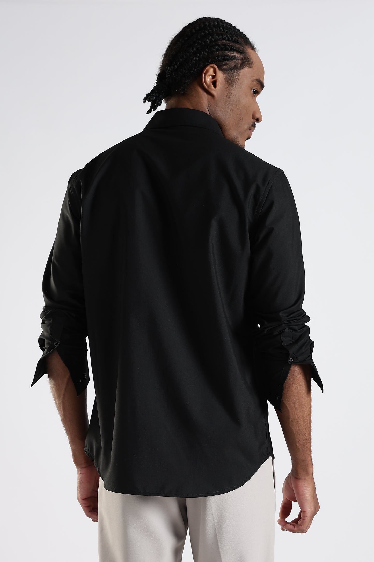 Regular Fit Black Stone Desiner Embroidery Shirt