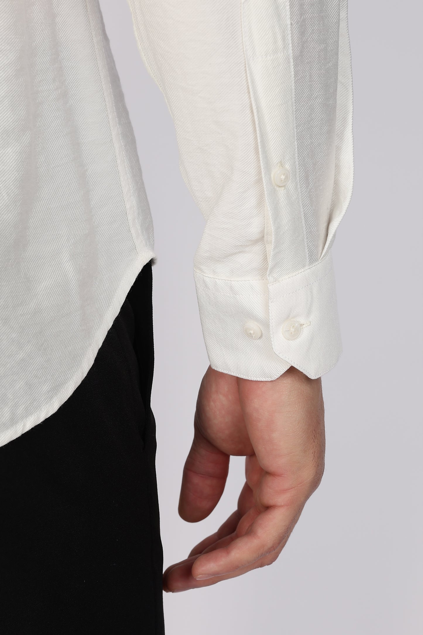 Regular Fit Ivory White Plain Linen Shirt