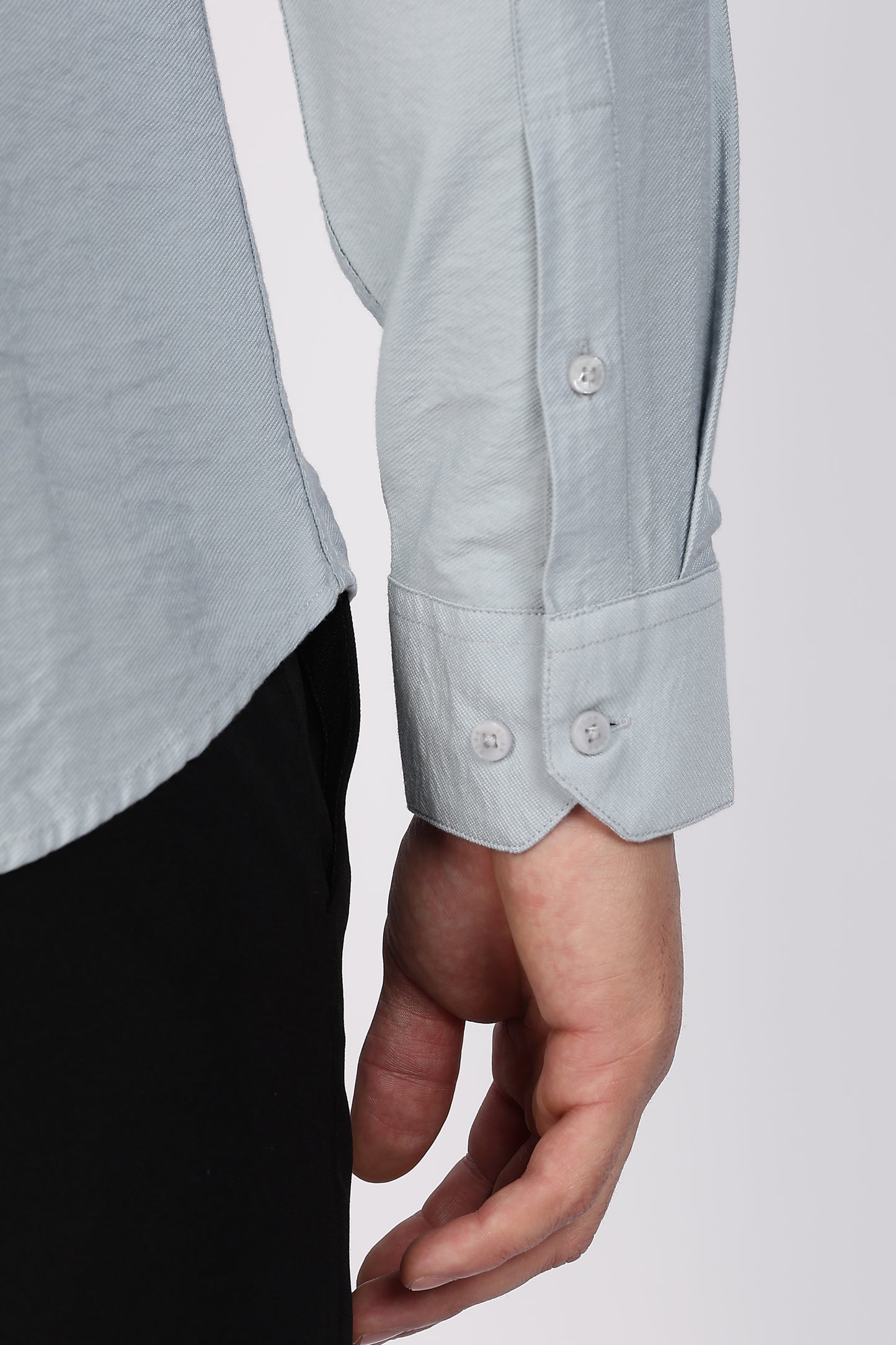 Regular Fit Pastel Blue Plain Linen Shirt