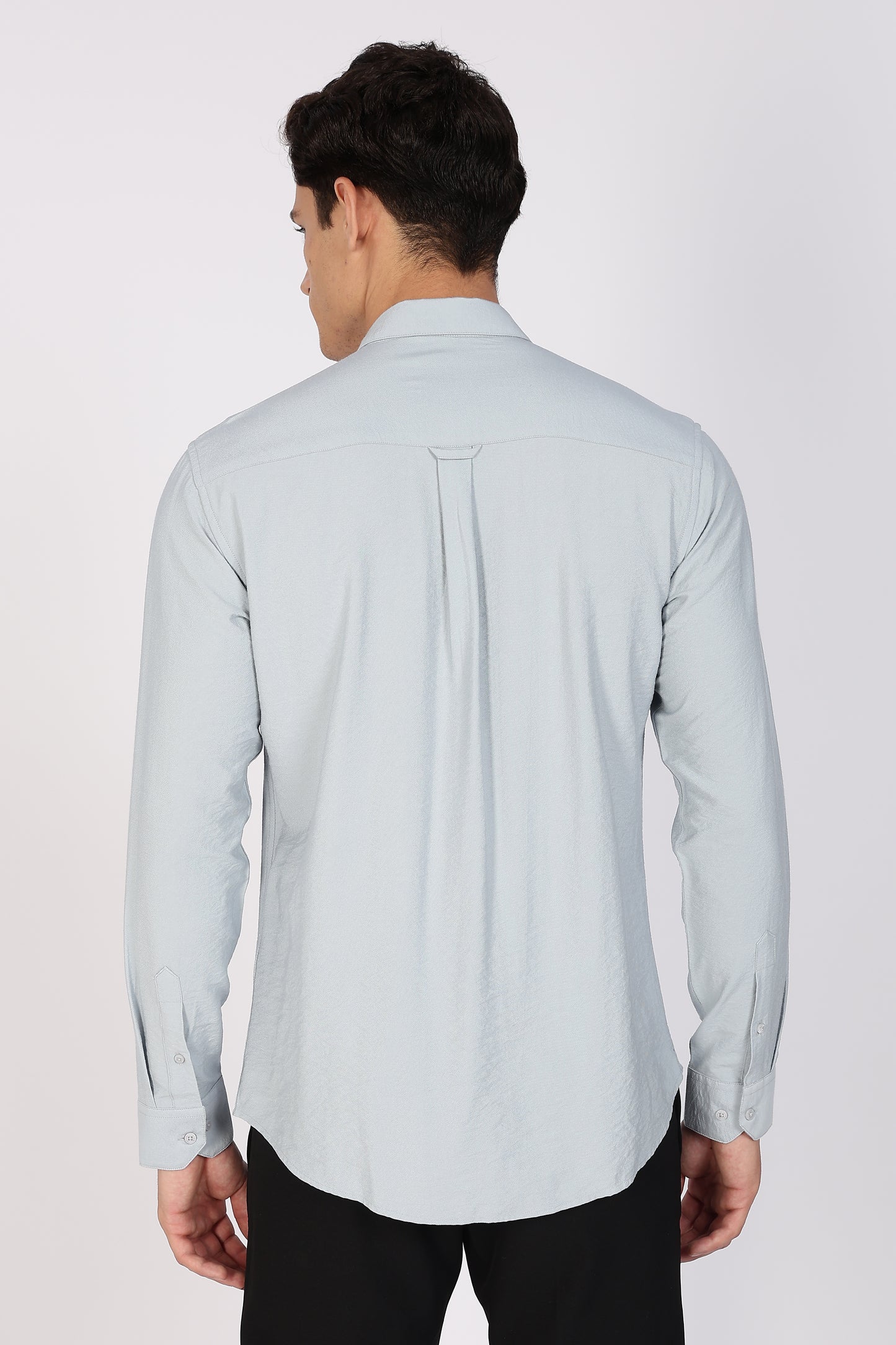 Regular Fit Pastel Blue Plain Linen Shirt