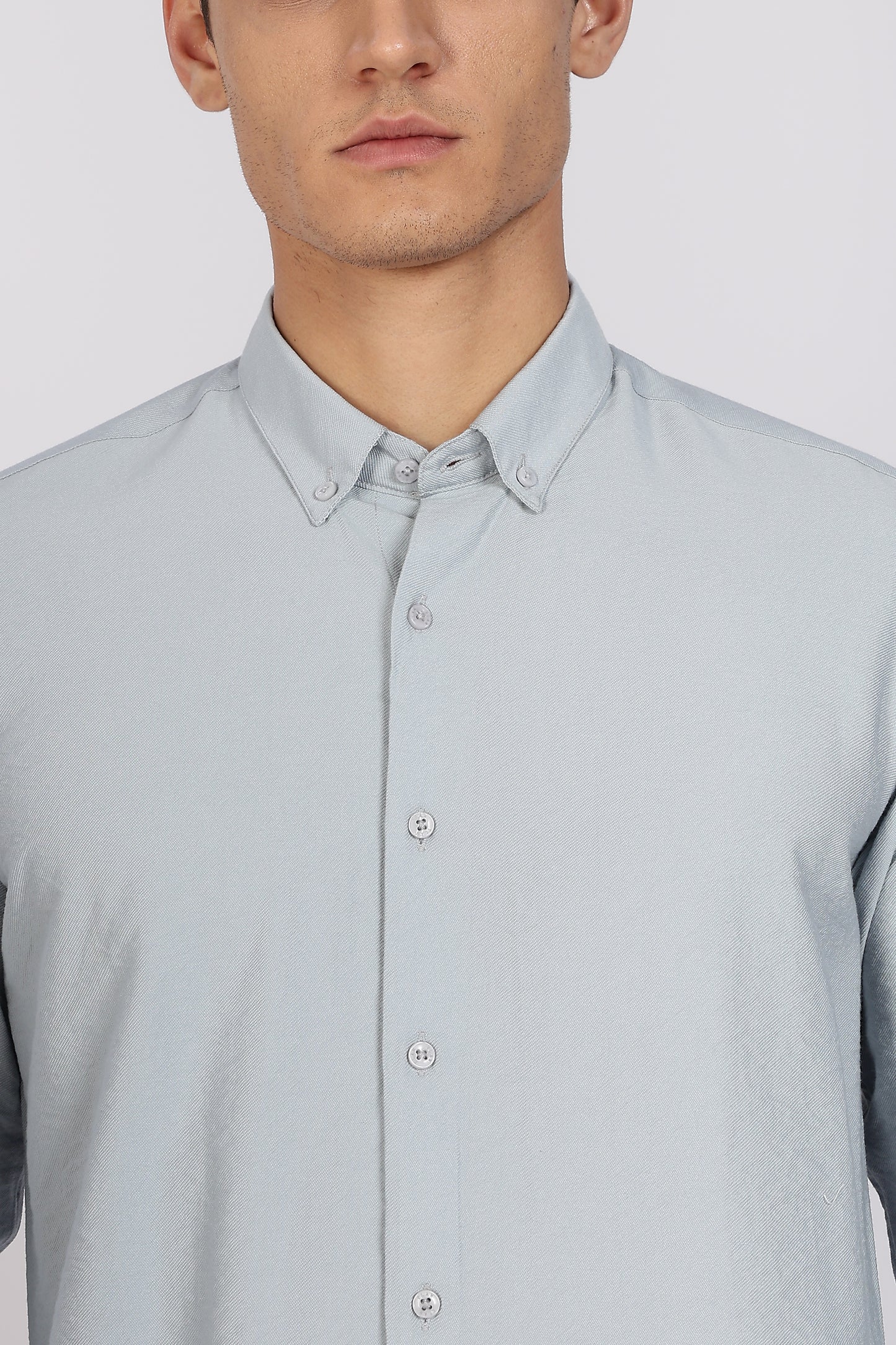 Regular Fit Pastel Blue Plain Linen Shirt