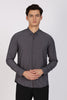 Regular Fit Dark Grey Plain Linen Shirt