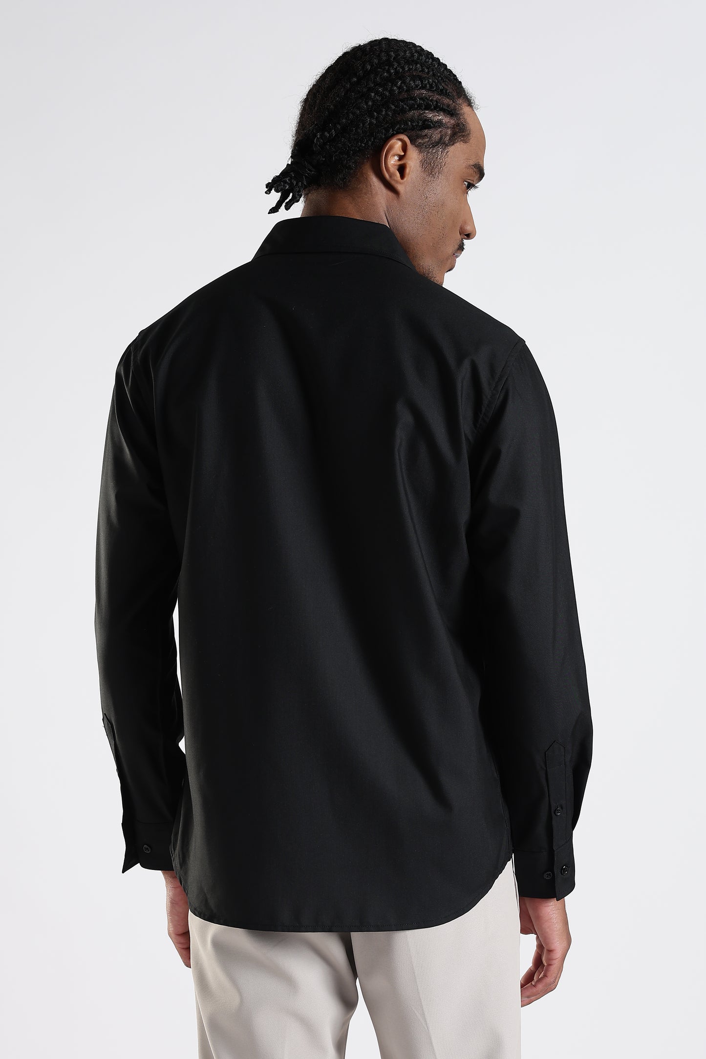 Regular Fit Black Stone Designer Embroidery Shirt