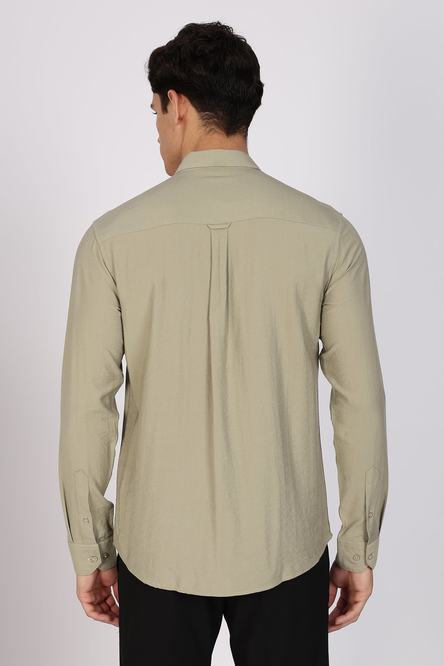 Regular Fit Sage Green Plain Linen Shirt