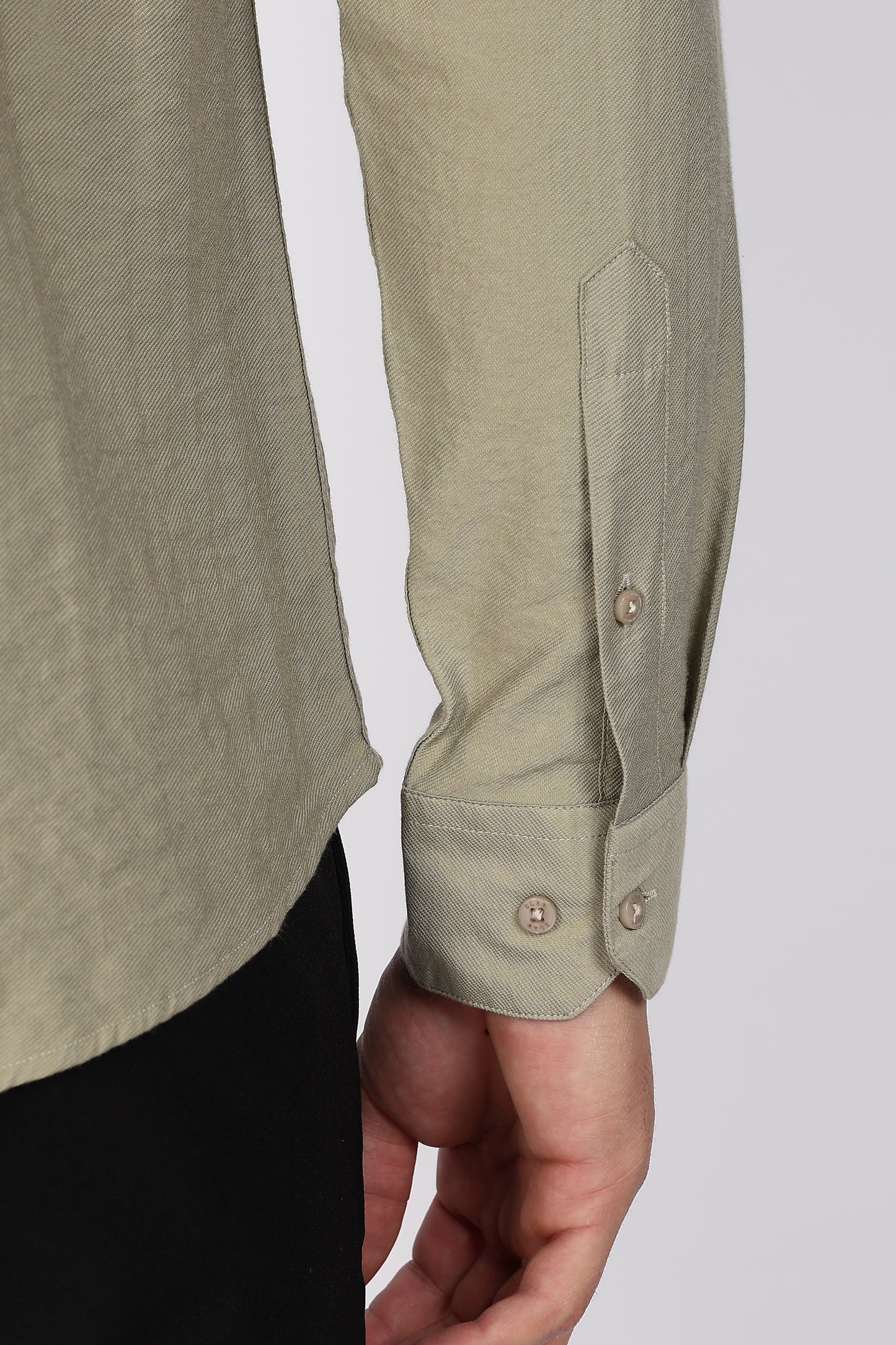 Regular Fit Sage Green Plain Linen Shirt