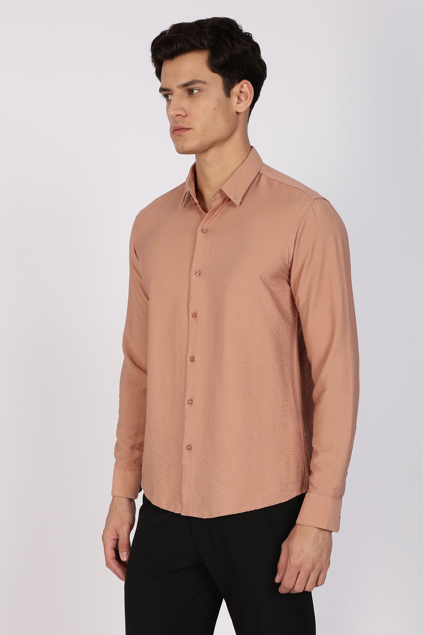 Regular Fit Light Brown Blended Linen Shirt