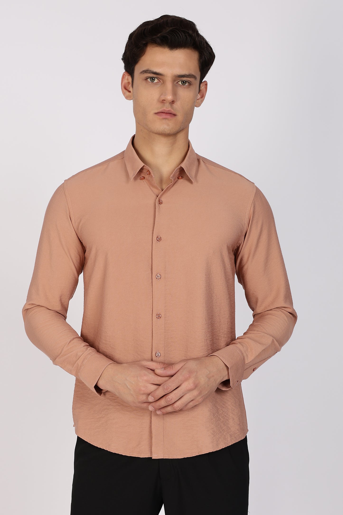 Regular Fit Light Brown Blended Linen Shirt