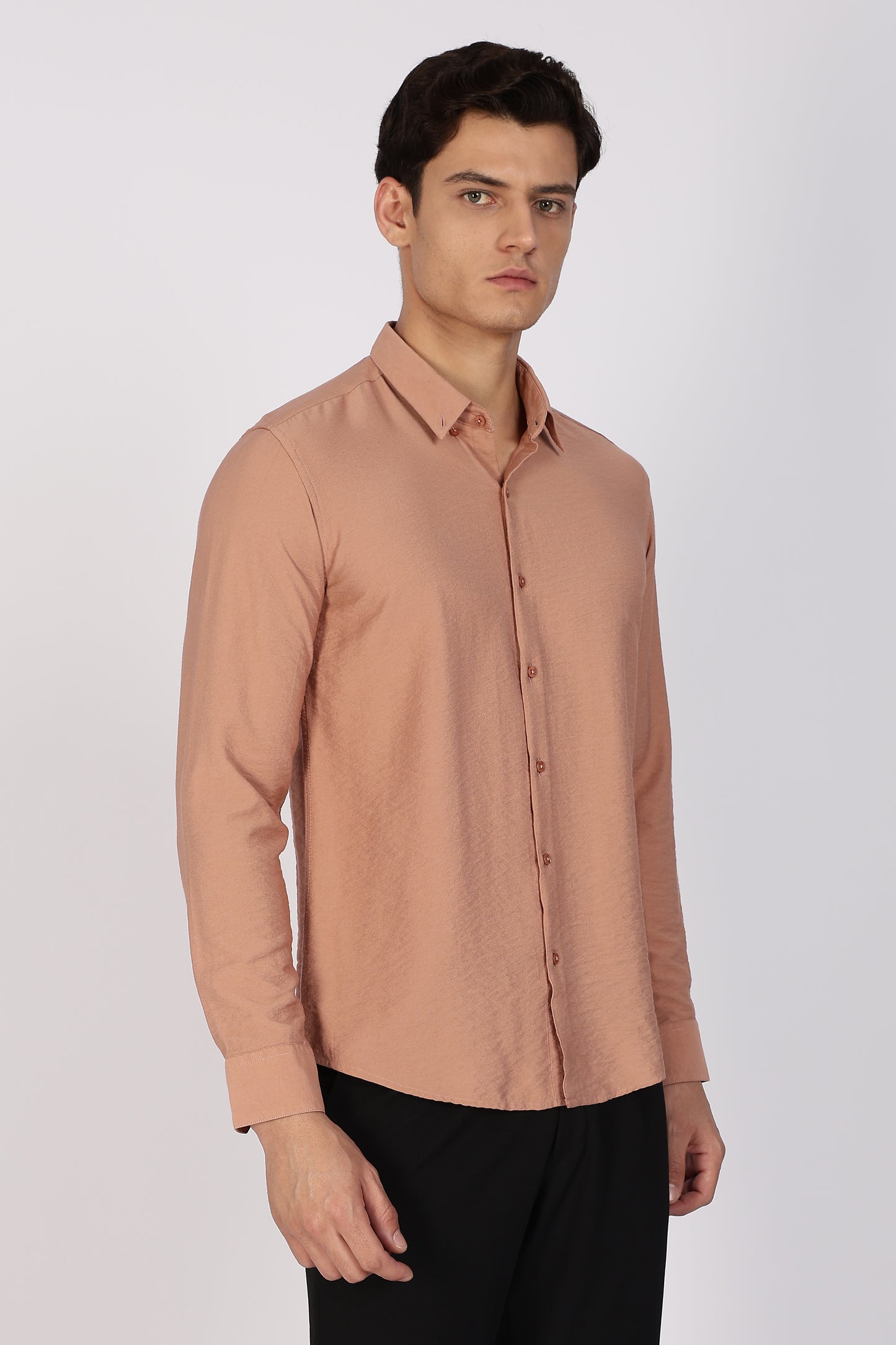Regular Fit Light Brown Blended Linen Shirt