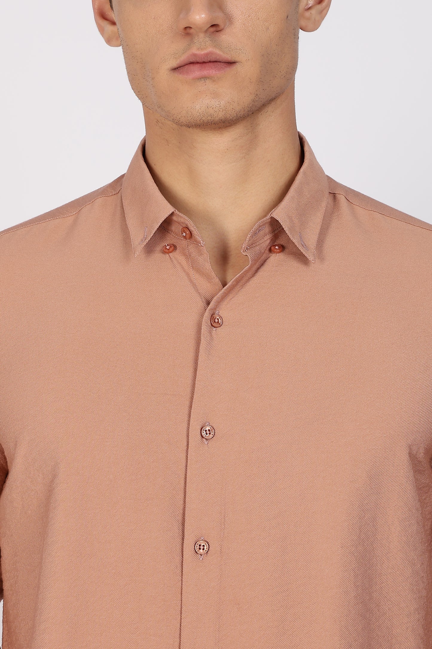 Regular Fit Light Brown Blended Linen Shirt