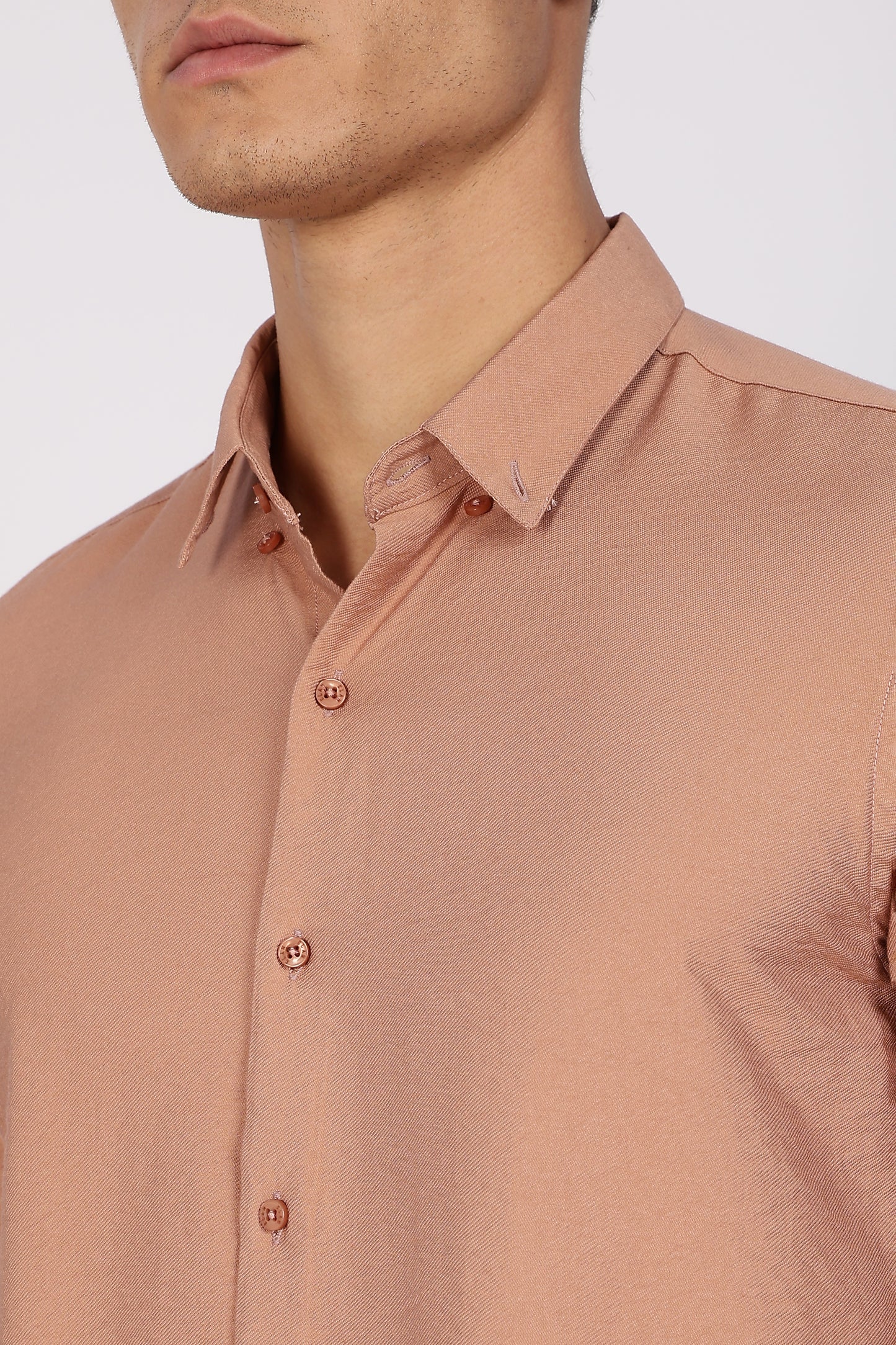 Regular Fit Light Brown Blended Linen Shirt