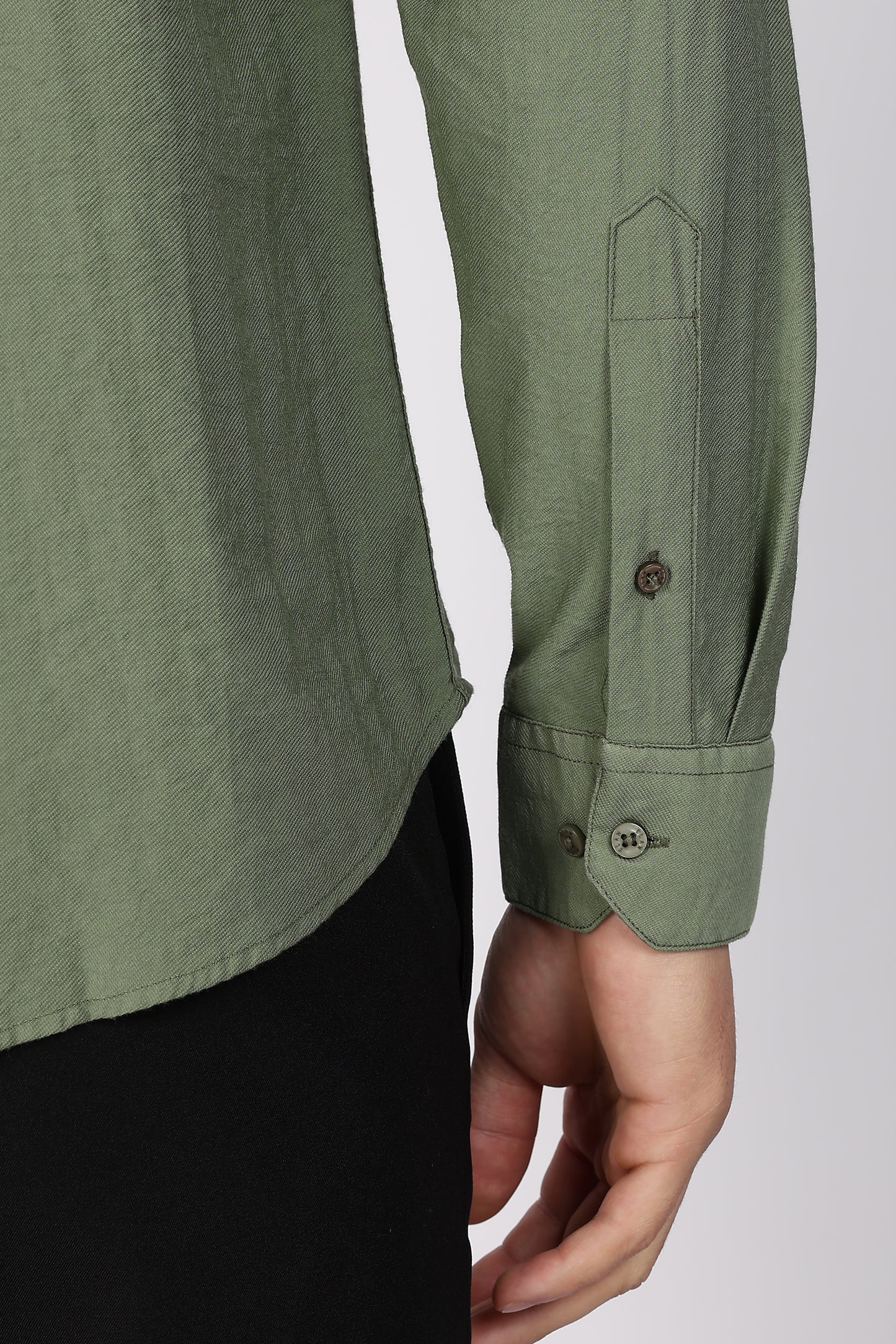 Regular Fit Light Olive Plain Blend Linen Shirt