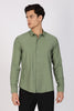 Regular Fit Light Olive Green Plain Blend Linen Shirt