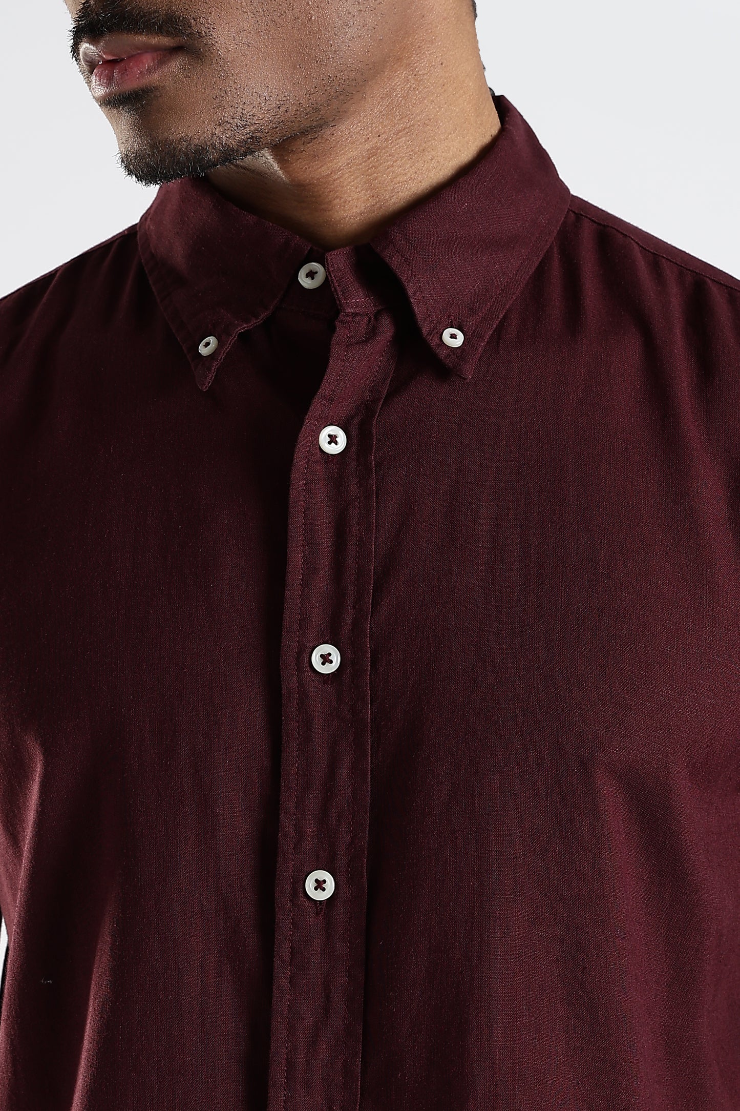 Regular Fit Pure Linen Maroon Shirt