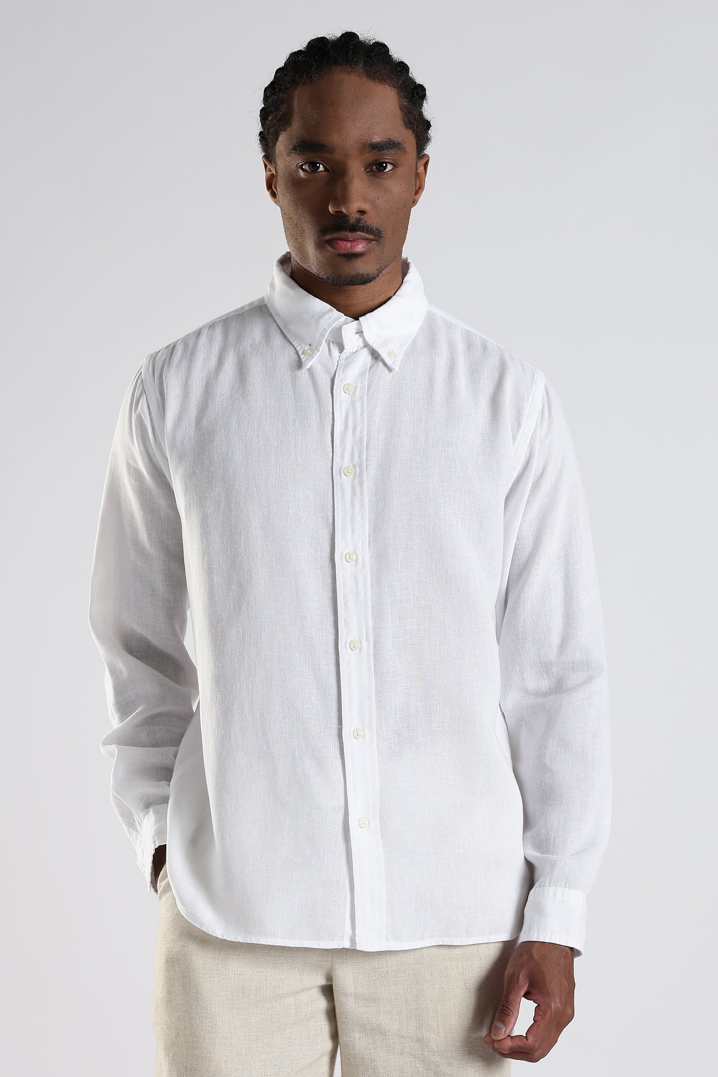 Regular Fit Pure Linen White Shirt