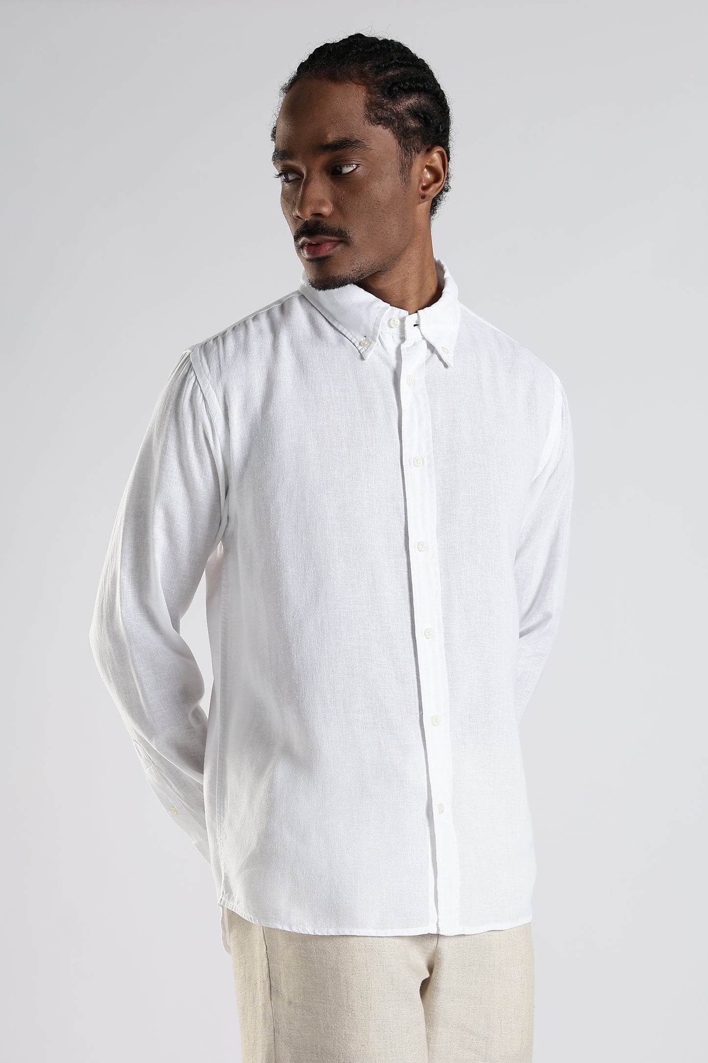 Regular Fit Pure Linen White Shirt
