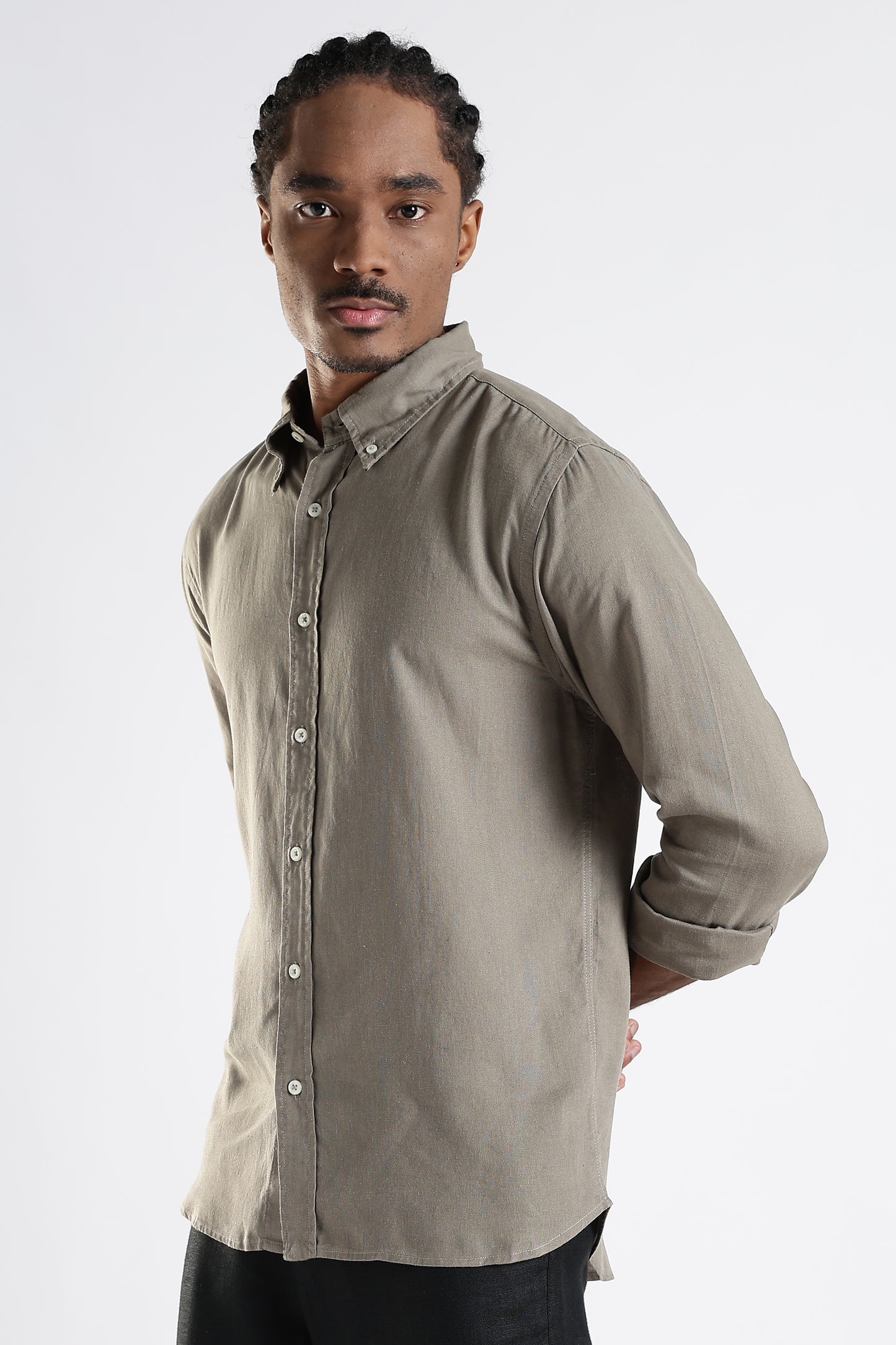Regular Fit Pure Linen Dusty Beige Shirt