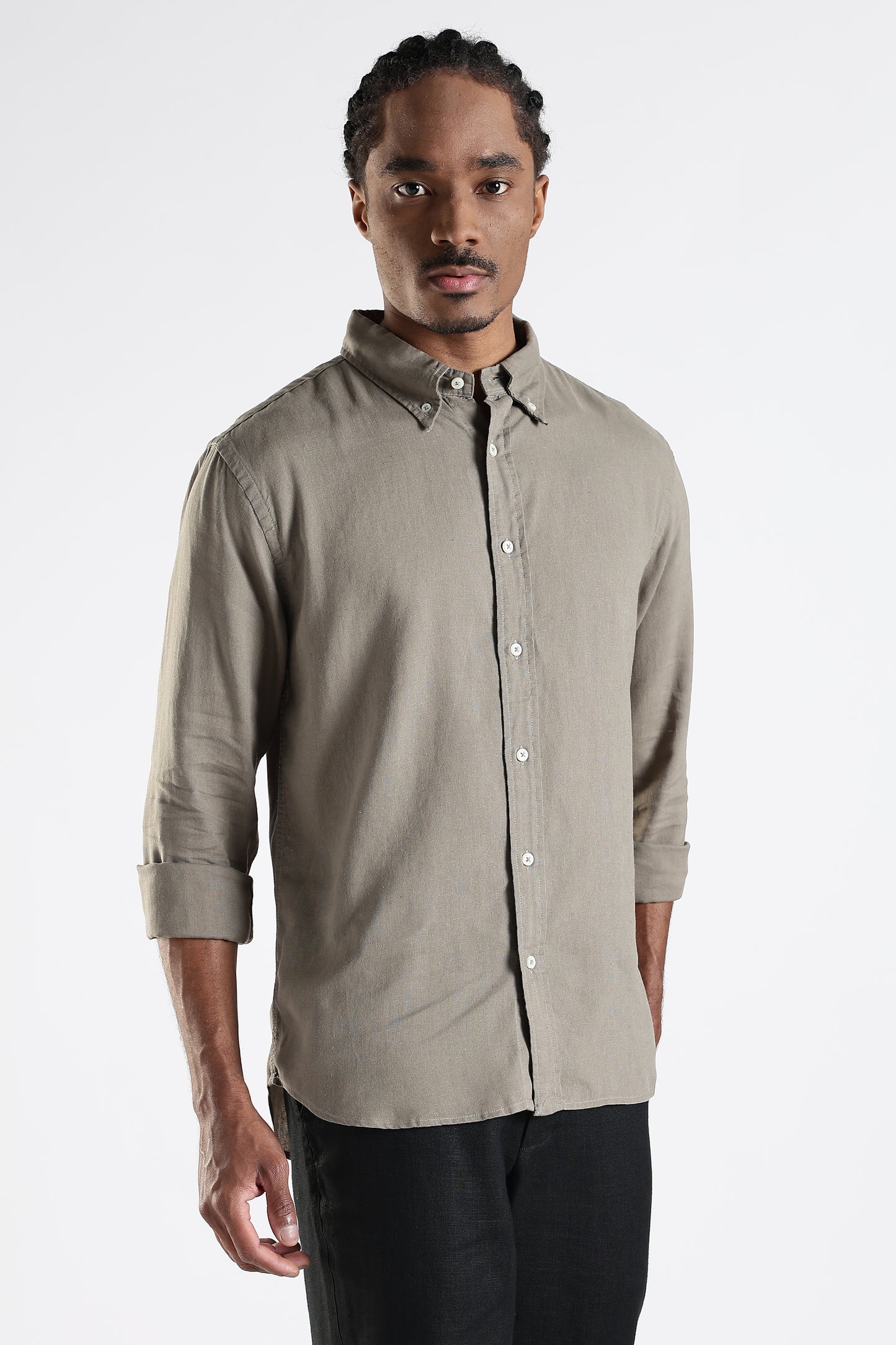 Regular Fit Pure Linen Dusty Beige Shirt