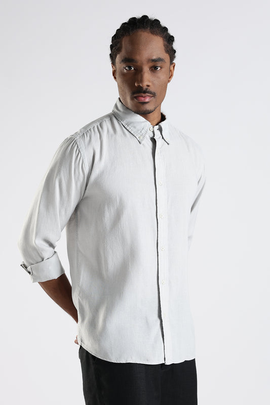 Regular Fit Light Grey Pure Linen Shirt