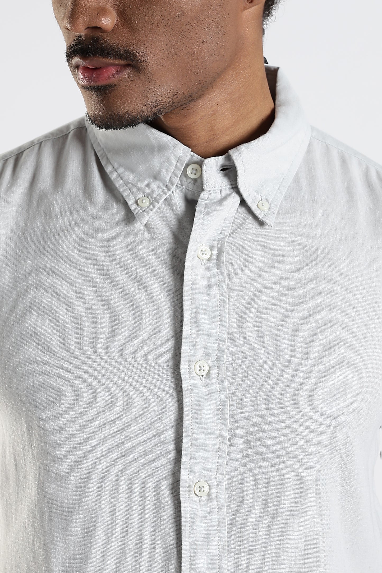 Regular Fit Light Grey Pure Linen Shirt