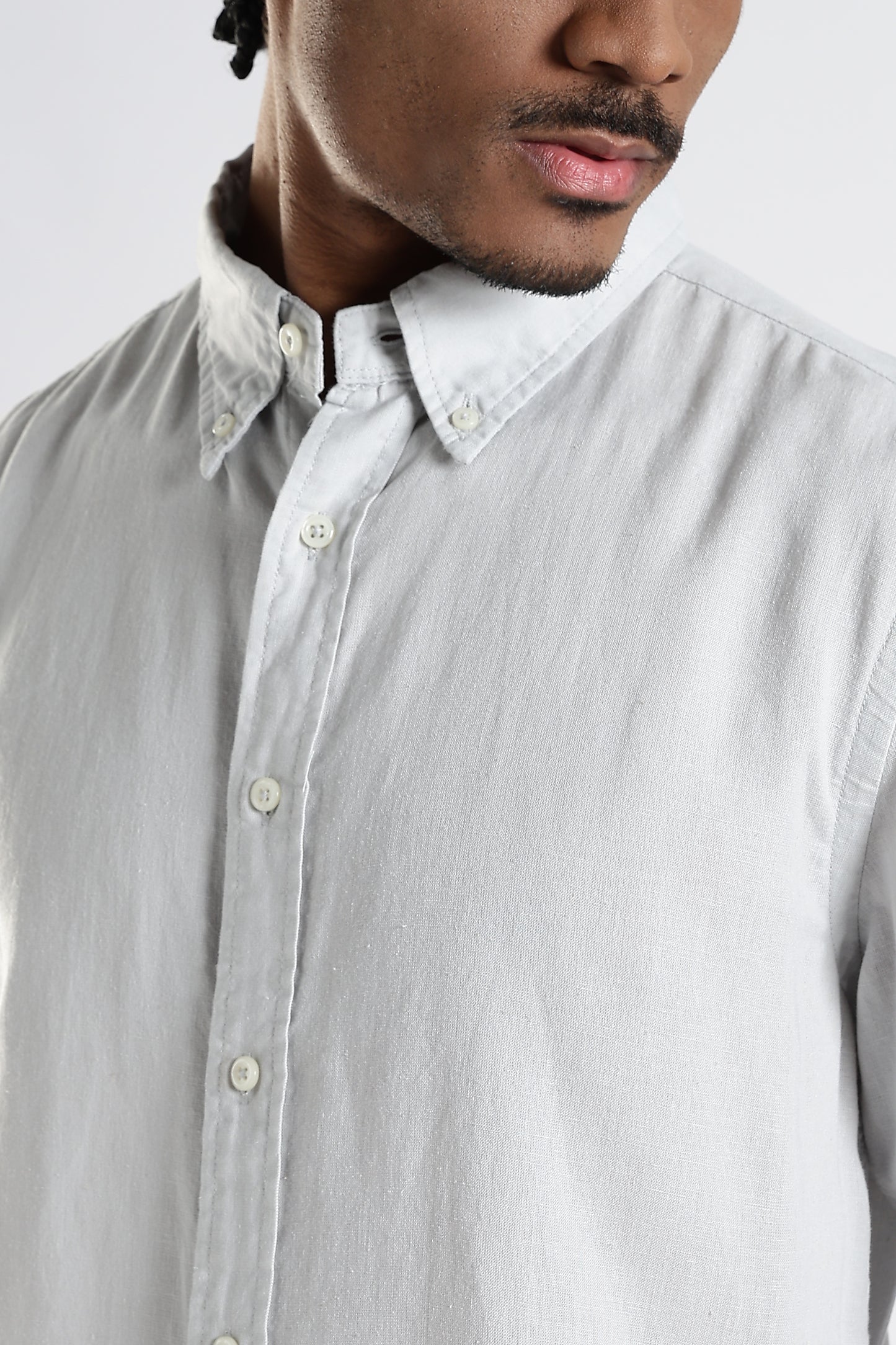 Regular Fit Light Grey Pure Linen Shirt