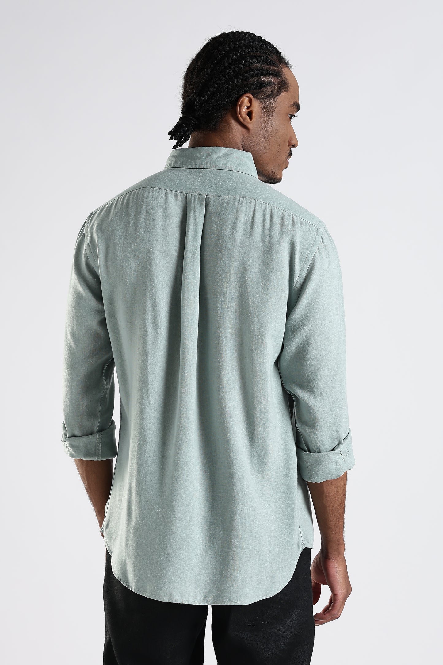 Regular Fit Pastel Green Pure Linen Shirt