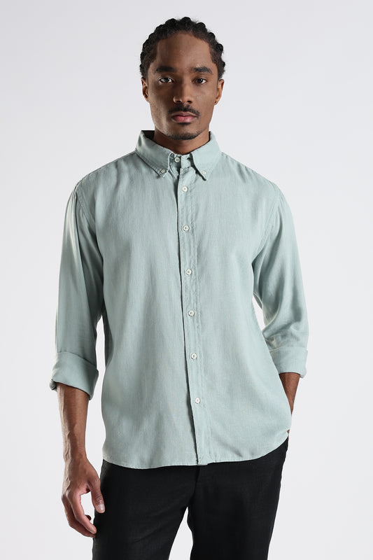 Regular Fit Pastel Green Pure Linen Shirt