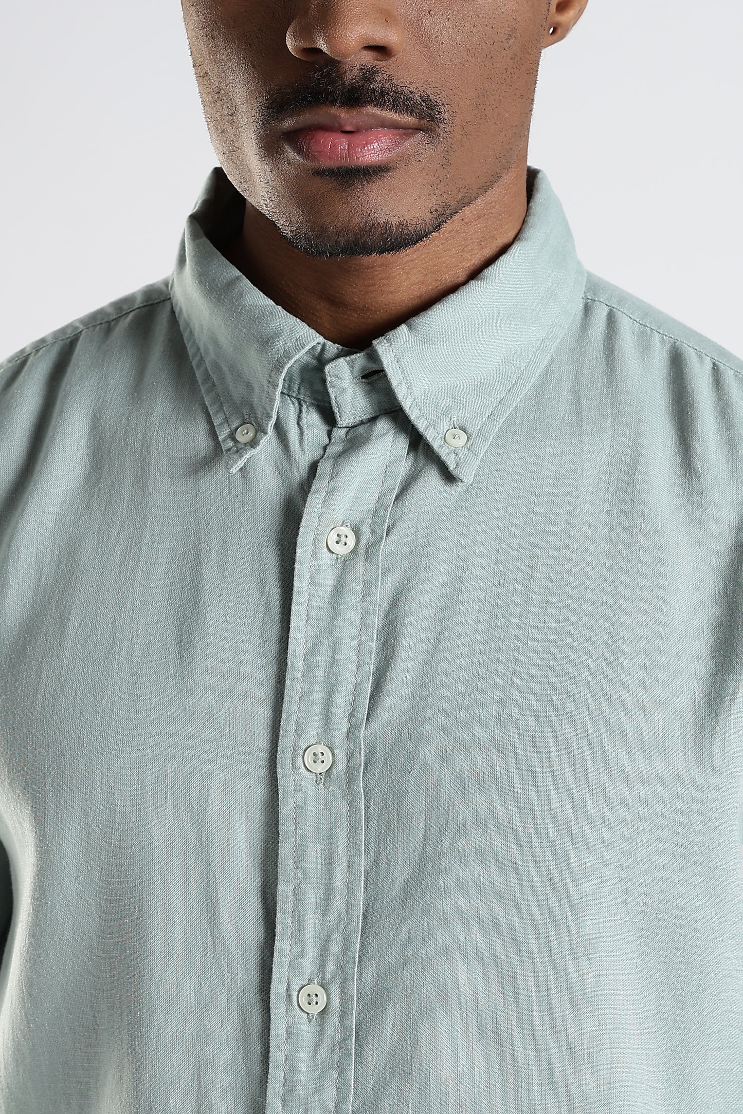 Regular Fit Pastel Green Pure Linen Shirt