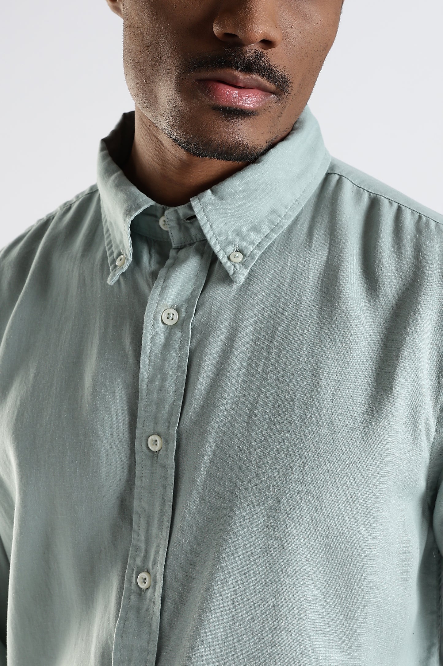 Regular Fit Pastel Green Pure Linen Shirt