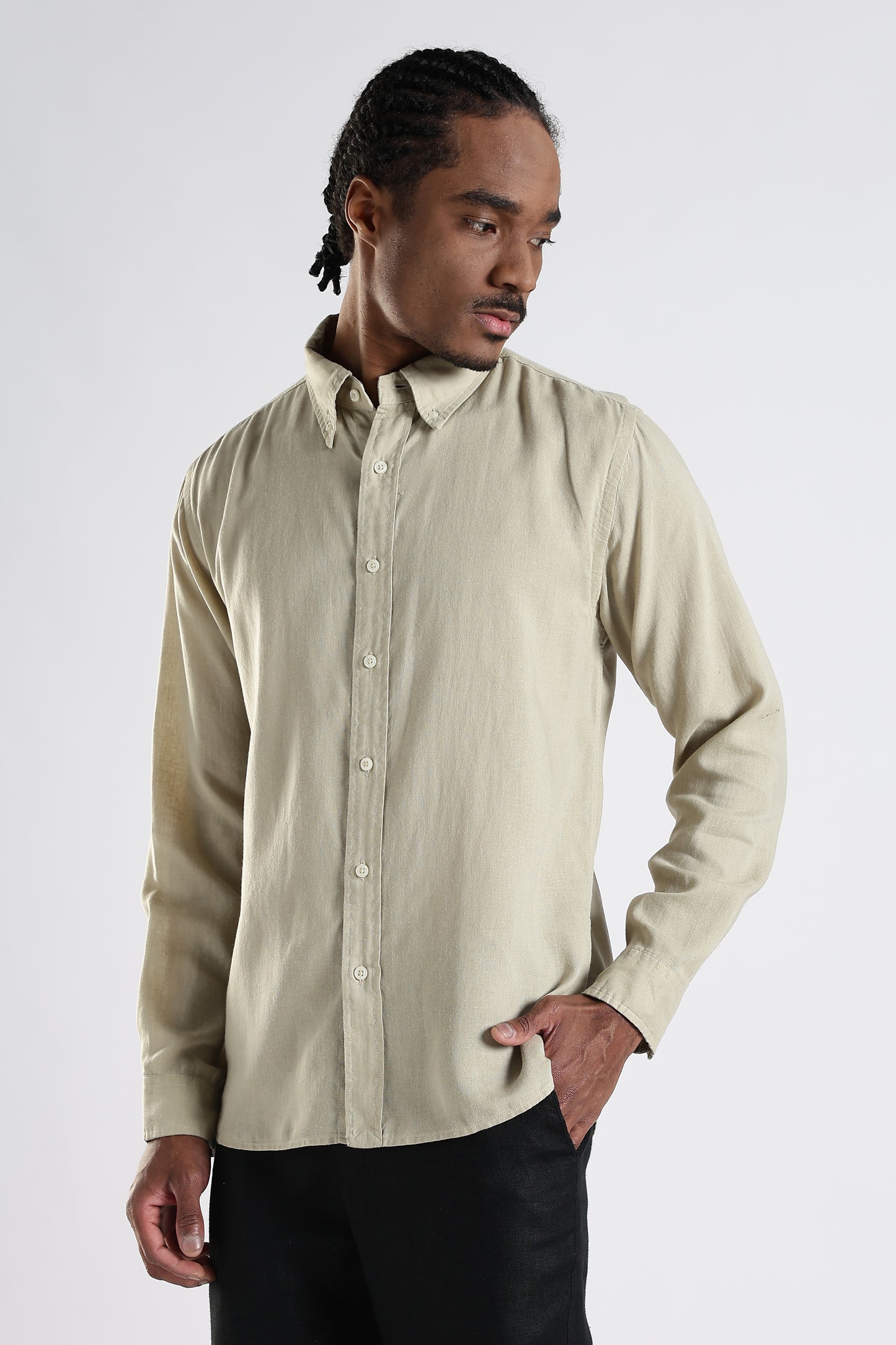Regular Fit Light Beige Pure Linen Shirt
