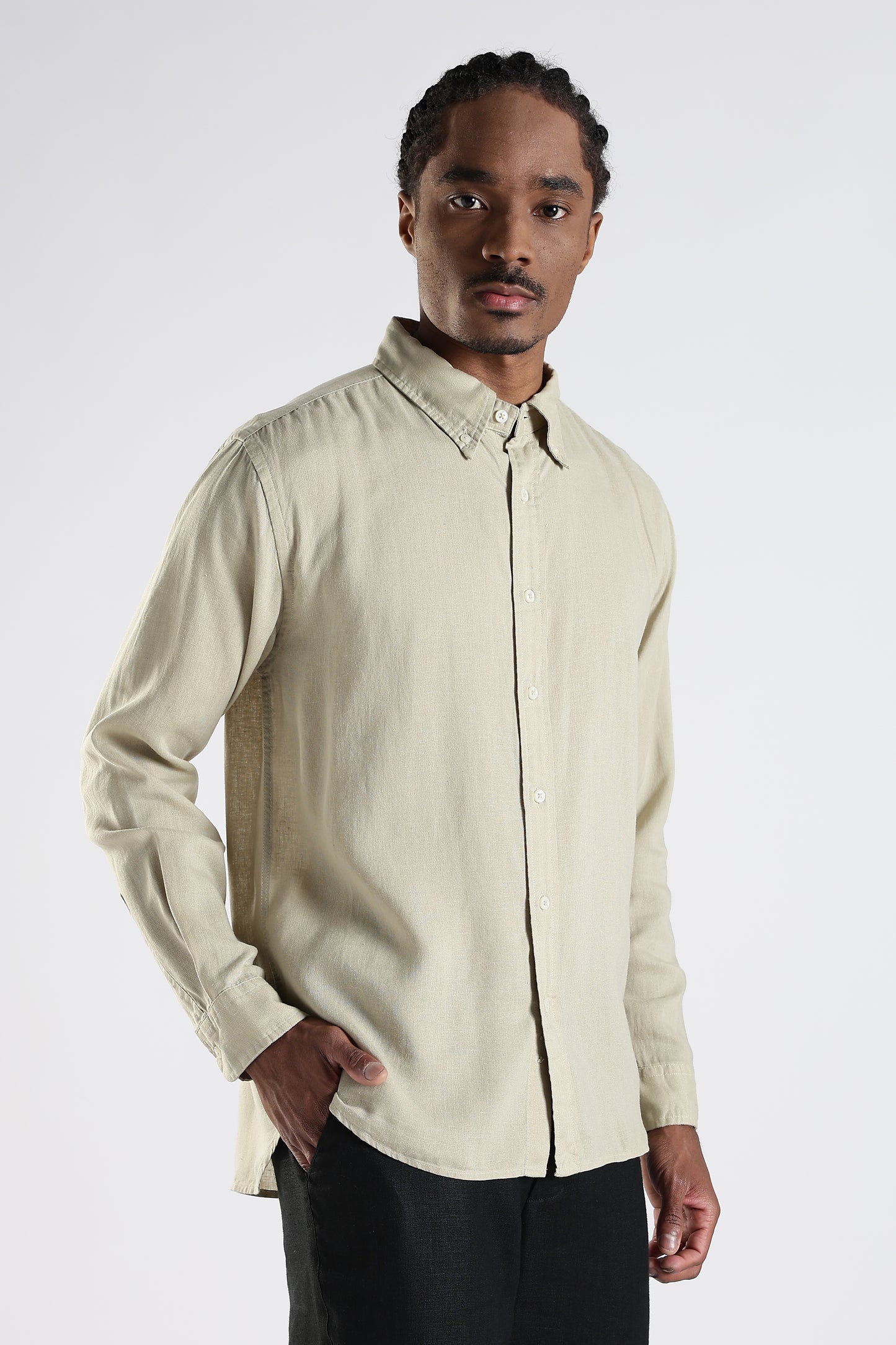 Regular Fit Light Beige Pure Linen Shirt