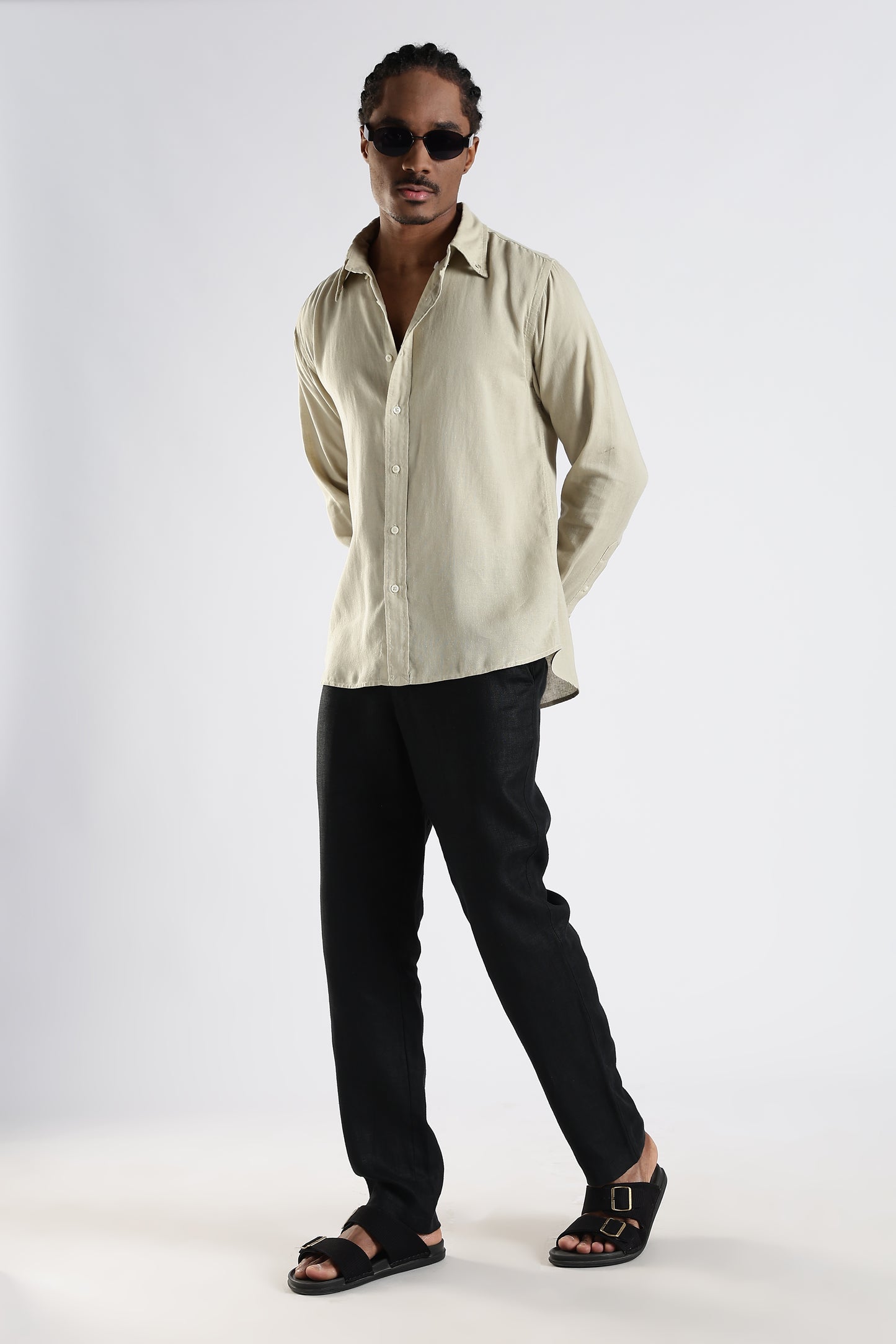 Regular Fit Light Beige Pure Linen Shirt