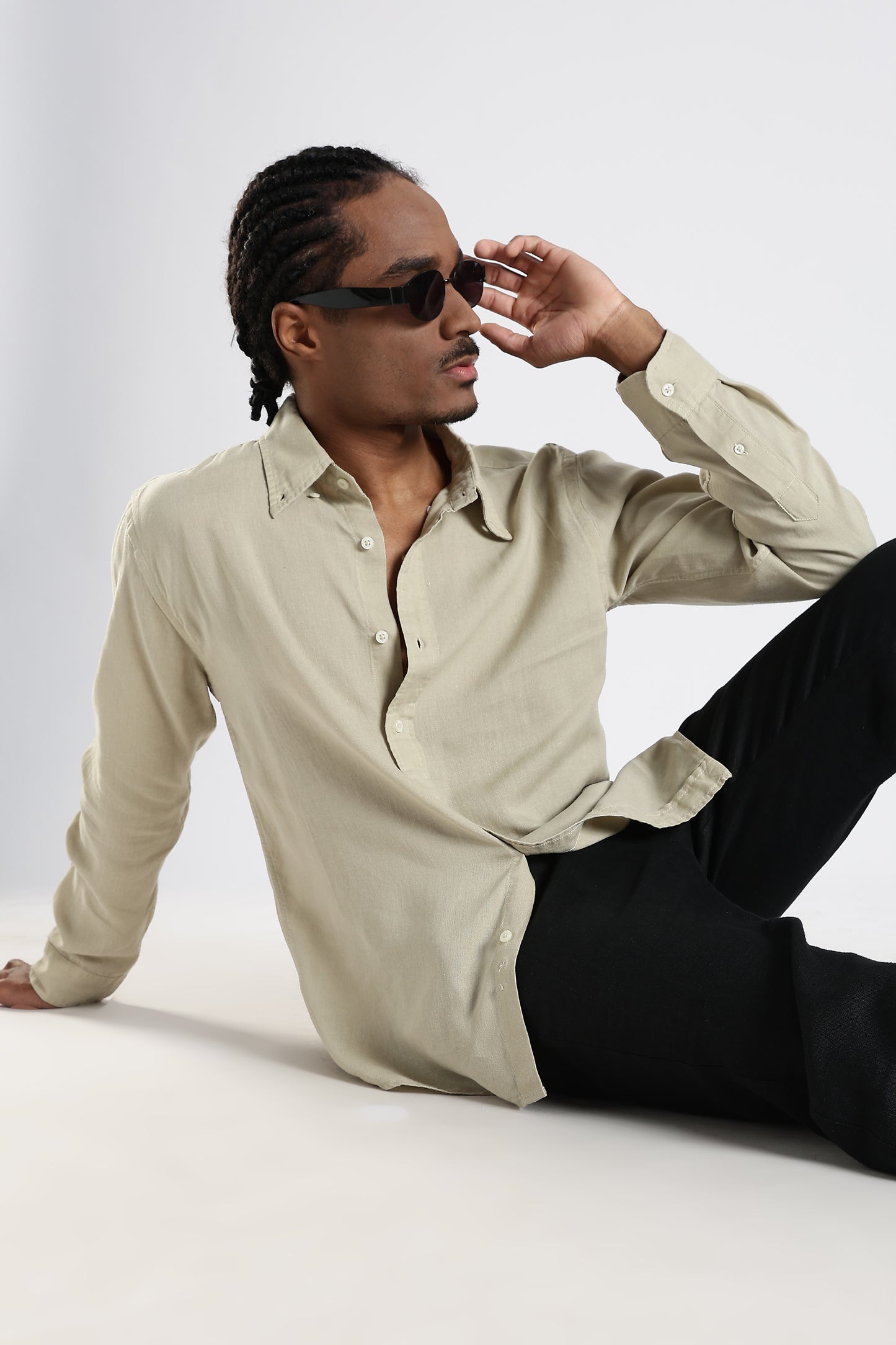 Regular Fit Light Beige Pure Linen Shirt