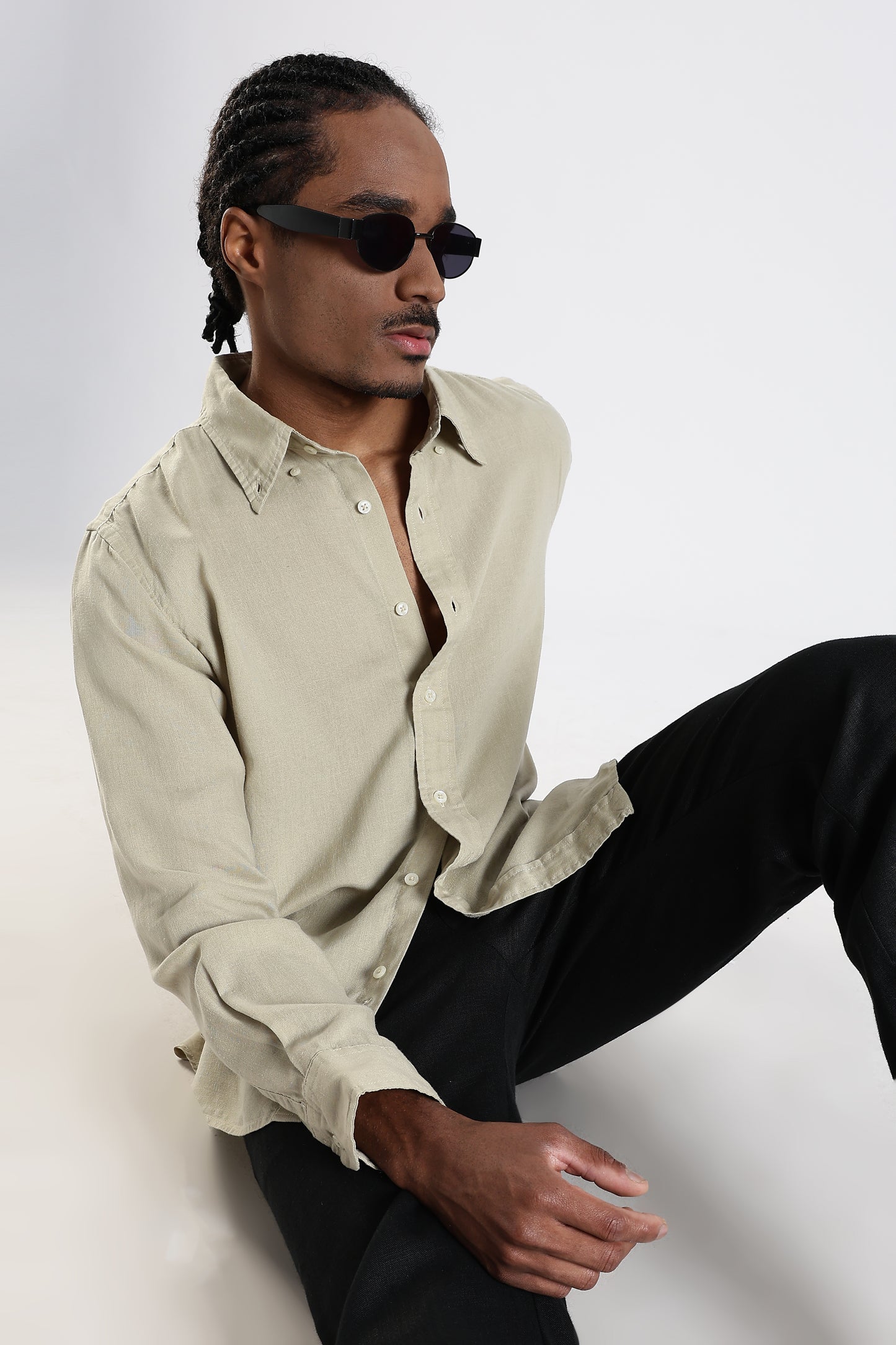 Regular Fit Light Beige Pure Linen Shirt
