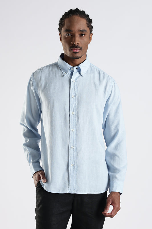 Regular Fit Baby Blue Pure Linen Shirt