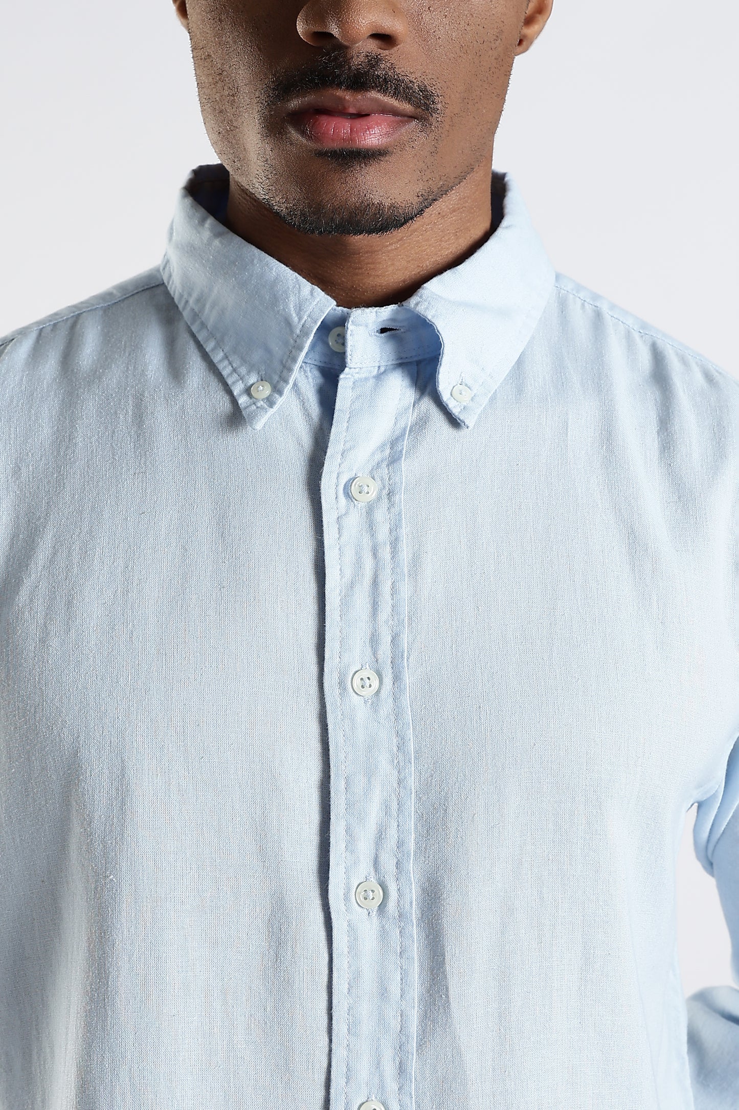 Regular Fit Baby Blue Pure Linen Shirt