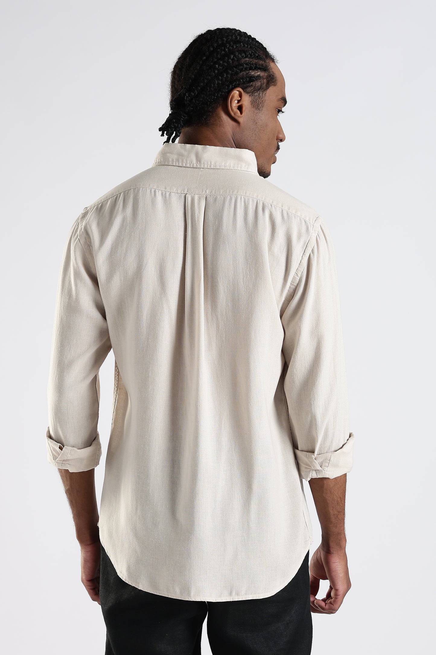 Regular Fit Pure Beige Linen Shirt