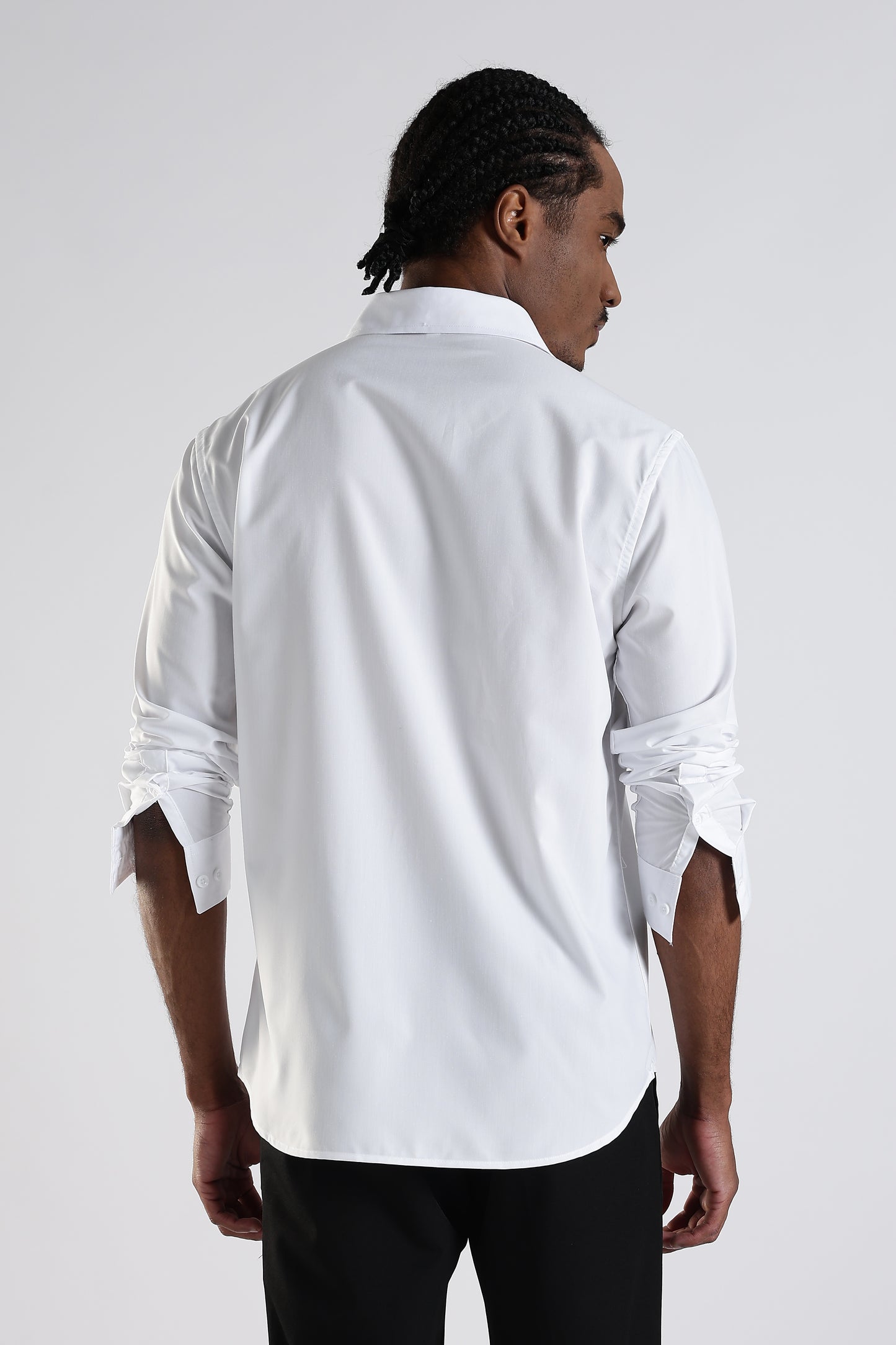 Regular Fit White Stone Design Embroidery Shirt
