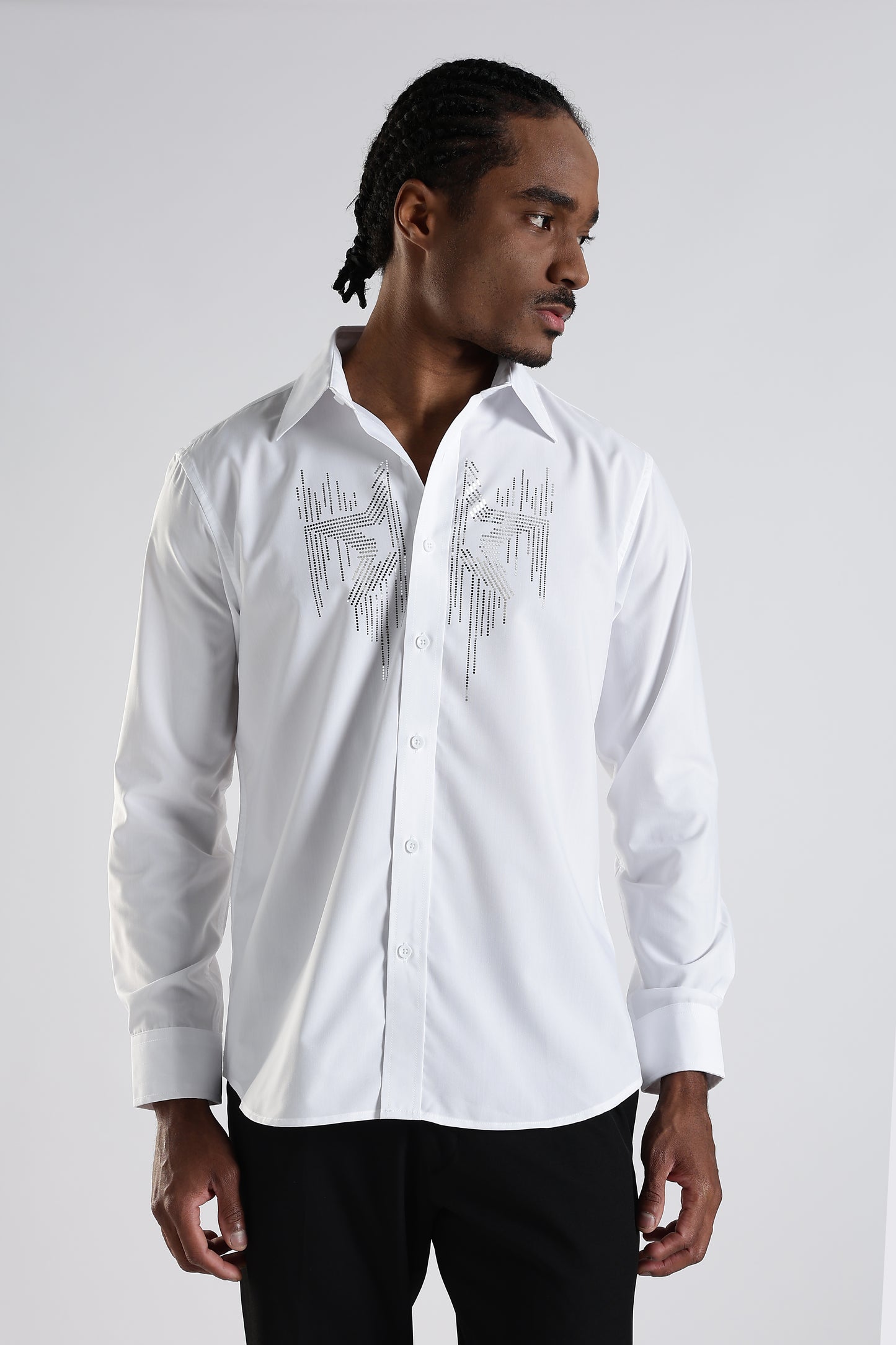 Regular Fit White Embroidery Shirt
