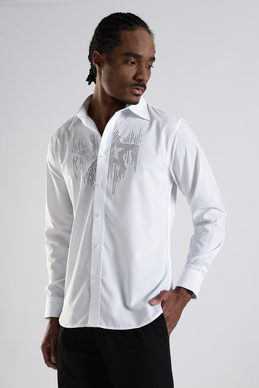 Regular Fit White Embroidery Shirt