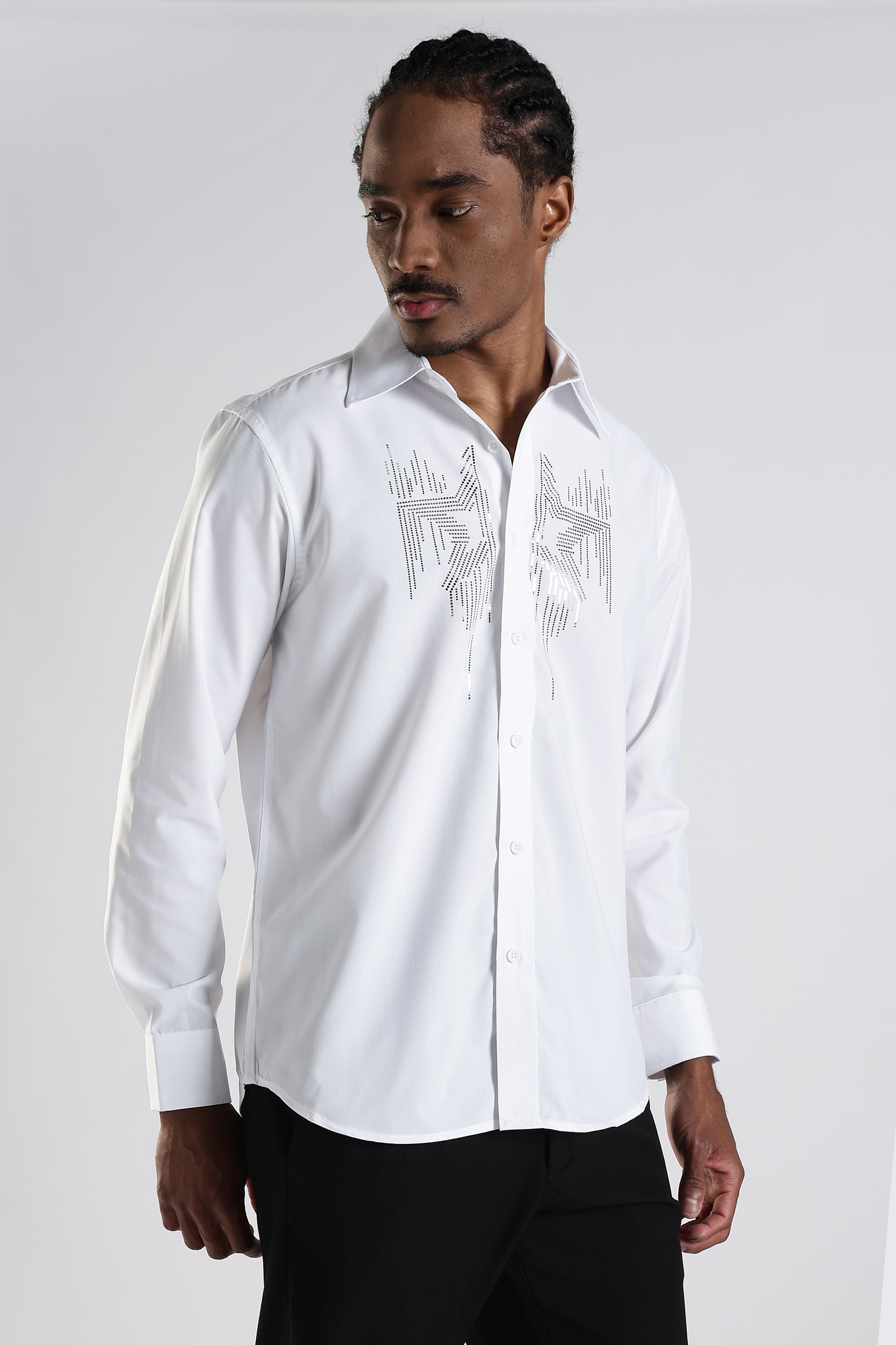 Regular Fit White Embroidery Shirt